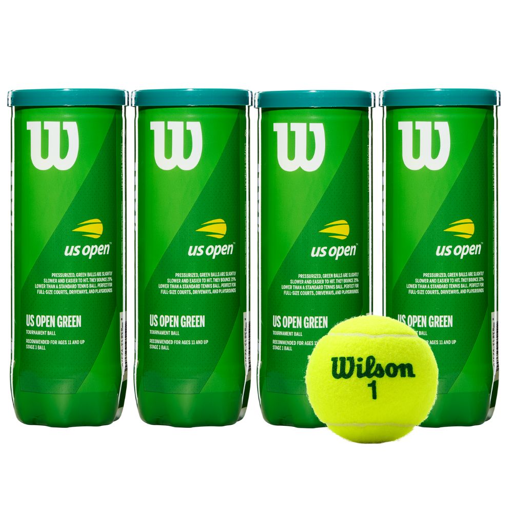 Wilson US Open Green Tournament Balls Dozen (4 Cans)