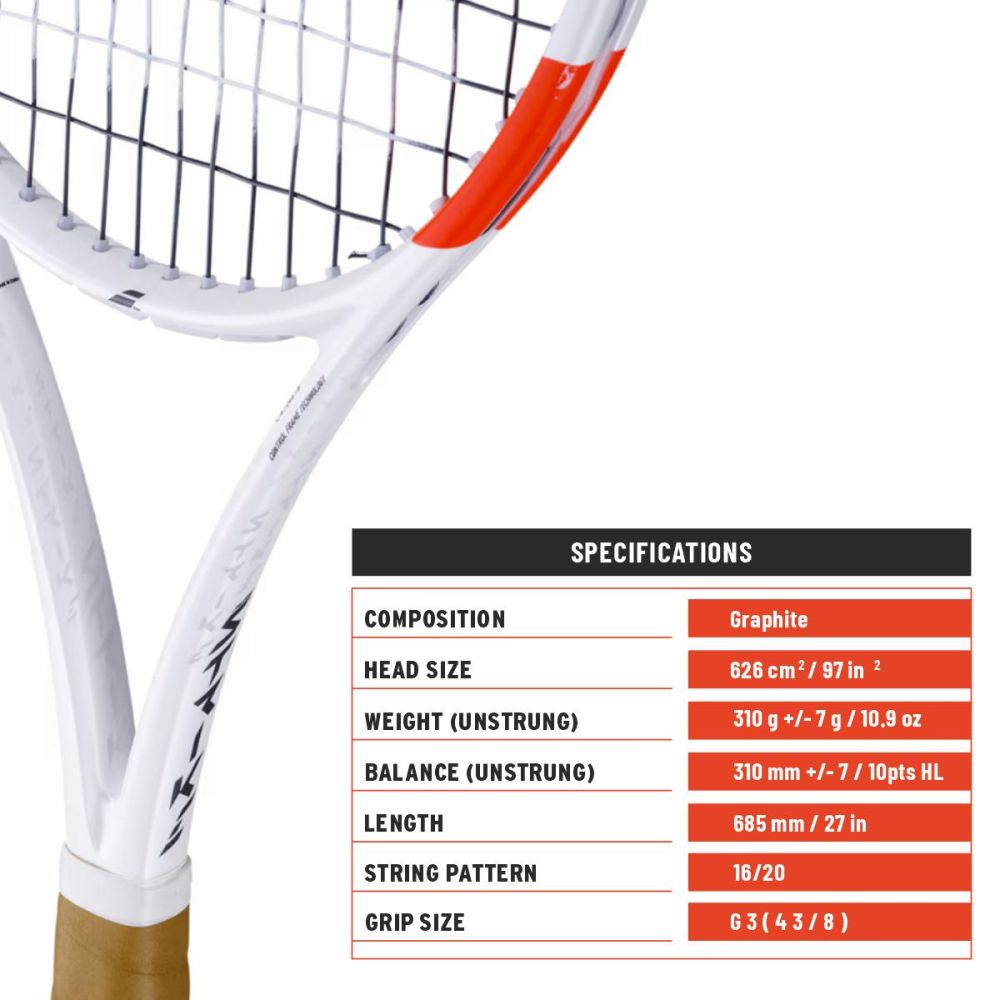 Babolat Pure Strike 97 (White-Red-Black)